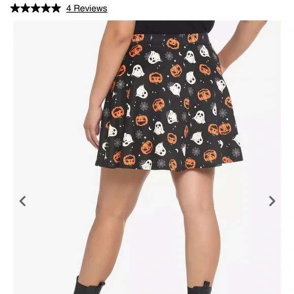 Hot topic pumpkin ghost and web zipper skirt brand new size 3X - Picture 2 of 6